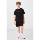 Siyah Pamuklu Oversize Fit Dokuma Hafif Esnek Chino Erkek Çocuk Şort Takım - 11279 - 14 - 15 Yaş