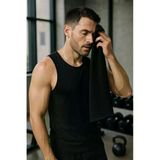 Siyah Pamuklu Spor Fitness Havlusu, 30X100 Cm Boyut