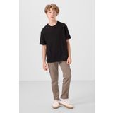 Siyah Pamuklu Yumuşak Dokulu Oversize Basic Erkek Çocuk T-Shirt - 11297