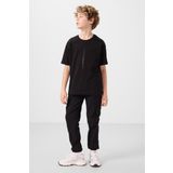 Siyah Pamuklu Yumuşak Dokulu Oversize Baskılı Erkek Çocuk T-Shirt - 11301