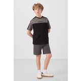 Siyah Pamuklu Yumuşak Dokulu Oversize Fit Baskılı Erkek Çocuk T-Shirt - 11290