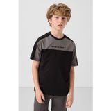 Siyah Pamuklu Yumuşak Dokulu Oversize Fit Nakışlı Erkek Çocuk T-Shirt - 11290