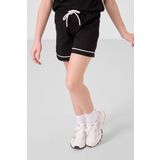 Siyah Pamuklu Yumuşak Dokulu Standart Fit Basic Kız Çocuk Şort Takım - 75183