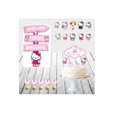 SİYAH PARTİ EVİ Hello Kitty Doğum Günü Masa Maketi Pasta Süsü Seti