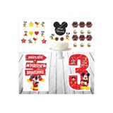 SİYAH PARTİ EVİ Mickey Mouse Doğum Günü Masa Panosu / Pasta Süsü Seti 3 Yaş