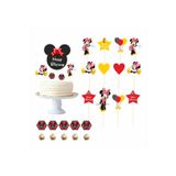 SİYAH PARTİ EVİ Minnie Mouse Doğum Günü Pasta Süsü Seti KIRMIZI