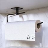 Siyah Paslanmaz Dolu Çelik, Kağıt Rulo Havluluk, Peçetelik, Yapışkanlı Tasarım, Mutfak Banyo Askısı - 30 x 60 cm - 30 x 100 cm