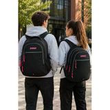 Siyah Pembe Sırt Çantası 3 Bölmeli Su Geçirmez Okul Günlük Spor Seyahat Çantası 45X35x15 Cm