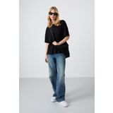 Siyah Penye Modal Yumuşak Tuşeli Oversize Fit Basic Kadın T-Shirt- 97285