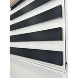 Siyah Pileli Zebra Stor Perde Ev/ofis Perdesi Aluminyum Sistem Zebra Stor Perde – Gece & Gündüz Kullanım, Kolay Montaj (Alüminyum Sistem) - 130 x 200