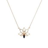 Siyah Pırlanta Lotus Çiçeği Kolye