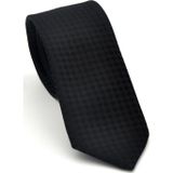 Siyah Piti Kare Desenli Siyah Dokuma Kumaş Mendilli Slim Fit Kravat // SDK-2503-1