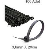 Siyah Plastik Cırt Kelepçe 3.6MM-20CM Kablo Bağı Elektrik Kablosu 100 Adet