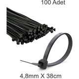 Siyah Plastik Cırt Kelepçe 4.8MM-38CM Kablo Bağı Elektrik Kablosu 100 Adet