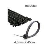 Siyah Plastik Cırt Kelepçe 4.8mm-45cm Kablo Bağı Elektrik Kablosu