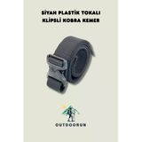 Siyah Plastik Tokalı Klipsli Kobra Kemer