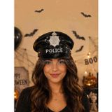 Siyah Polis Şapkası – Halloween Kostüm ve Parti Aksesuarı