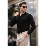 Siyah Polo Yaka Çizgili Erkek Triko Kazak 7265 - 2XL