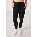 Siyah Polyester Cepli Standart Kalıp Kadın Pantolon - 94677