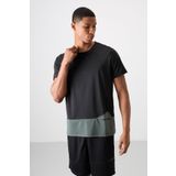 Siyah Polyester Nefes Alan Dokulu İnce Esnek Standart Fit Erkek Performans T-Shirt - 88383