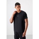 Siyah Polyester Nefes Alan Dokulu İnce Esnek Standart Fit Erkek Performans T-Shirt - 88387