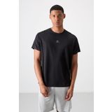Siyah Polyester Nefes Alan Dokulu İnce Esnek Standart Fit Erkek Performans T-Shirt - 88390