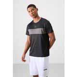 Siyah Polyester Nefes Alan Jakarlı İnce Esnek Standart Fit Erkek Performans T-Shirt - 88398