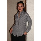 Siyah Pötikareli Uzun Kollu Kadın Gömlek MG2386 - XL