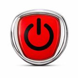 Siyah Power Logo Kırmızı Zemin Metal Araç Amblemi 3D Krom Çerçeveli Oto Logo Arması (Kırmızı Zemin – Krom Çerçeve)