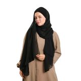 Siyah Pratik Hazır Geçmeli Bone Şal Şifon Düz 2506_01