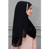 Siyah Pratik Hazır Geçmeli Malezya Şal Şifon Taşlı 1850_01