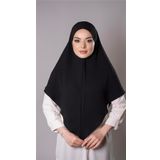 Siyah Pratik Hazır Geçmeli Tesettür Eşarp Aerobin Kumaş Düz Hijab 2309_01