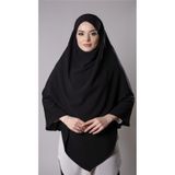Siyah Pratik Hazır Geçmeli Tesettür Eşarp Medine İpeği Bağcıklı Çift Katlı Sufle Hijab 2302_01