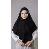 Siyah Pratik Hazır Geçmeli Tesettür Eşarp Pamuk Caz Kumaş Çift Katlı Düz Hijab 2303_01