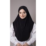 Siyah Pratik Hazır Geçmeli Tesettür Eşarp Sandy Kumaş Düz Hijab 2308_01