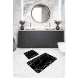 Siyah Prizma Banyo Halısı Klozet Takımı Paspas Seti BS322