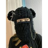 Siyah Puffy Bere, Maske, El örgüsü Balaklava