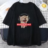 Siyah Radiohead Kedi Karikatür Baskılı Sevimli Grafik Lar Için Yumuşak