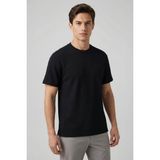 Siyah Rahat Form Esnek Nefes Alabilir Erkek T-Shirt - 88495