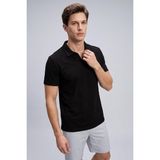 Siyah Rahat Form Yumuşak Dokulu Polo Yaka Erkek T-Shirt - 88496