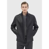 Siyah Regular Fit Dik Yaka Casual Süet Deri Mont - 2XL