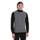 Siyah Regular Fit Jakarlı Yarım Balıkçı Yaka Triko Kazak | M