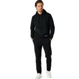 Siyah Regular Fit Kapüşonlu Cepli Sweatshirt Düz Paça Erkek Eşofman Takımı XL