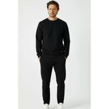 Siyah Relaxed Fit Bisiklet Yaka Sweatshirt Düz Paça Erkek Eşofman Takımı