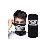 Siyah Renk Dikişsiz Çok Fonksiyonlu Çene Kafatası Yüz Maskesi Baf Buff Bandana Boyunluk Bileklik (5