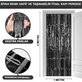Siyah Renk Ekstra Lize Parlak Saçaklı Arka Fon Perde Ithal 1x2 Metre