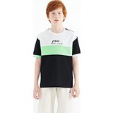 Siyah Renk Geçişli Nakışlı Oversize Erkek Çocuk T-Shirt - 11159