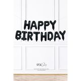 Siyah Renk Happy Birthday Retro Folyo Balon