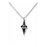 Siyah Renk Kırmızı Mineli Haç Kolye – Unisex Metal Takı, 60 Cm Zincirli Gotik & Alternatif Stil