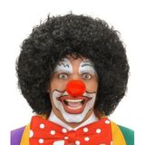 Siyah Renk Kıvırcık Afro Bonus Peruk Saç ve Kırmızı Sünger Burun Seti (5264)